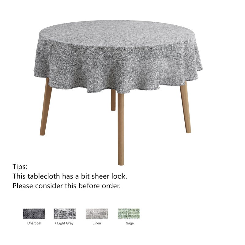 maxmill Flaxy Faux Linen Tablecloth with 2-Tone Slubby Texture Wrinkle Resistant Anti-Shrink Soft Table Cloth for Kitchen Dining Restaurant Tabletop for Event Dinner Round 70 Inch Light Gray - Image 4